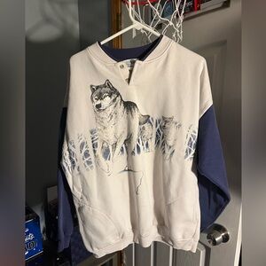 Vintage 90s All Over Print Wolf Crewneck